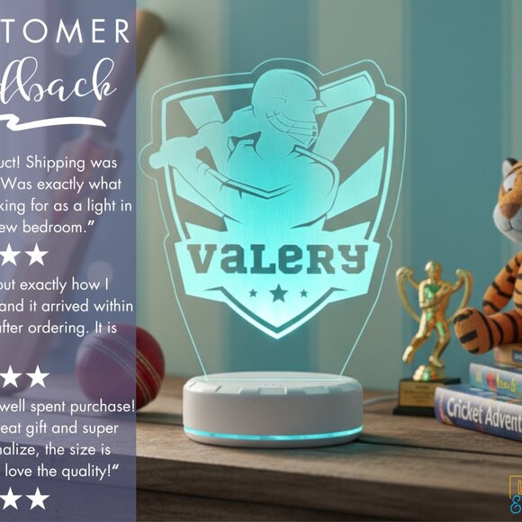 Personalized Cricket LED Night Light Decor - Picture 7 of 8